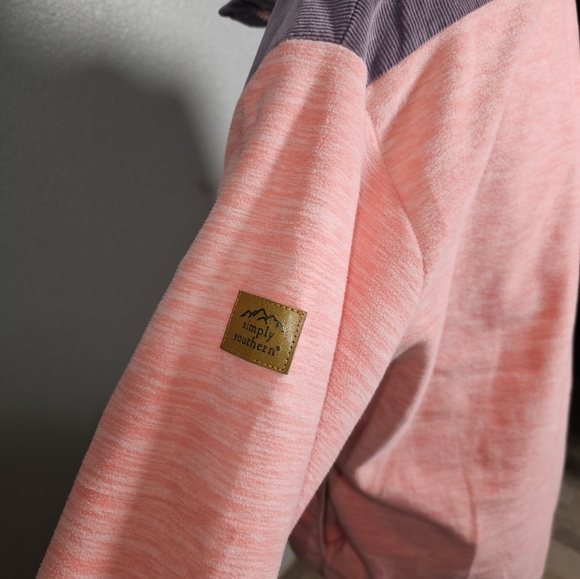 Simply Southern Fleece with Corduroy Chest 3/4 Zip Sweatshirt Top Shirt XXL - Picture 7 of 14